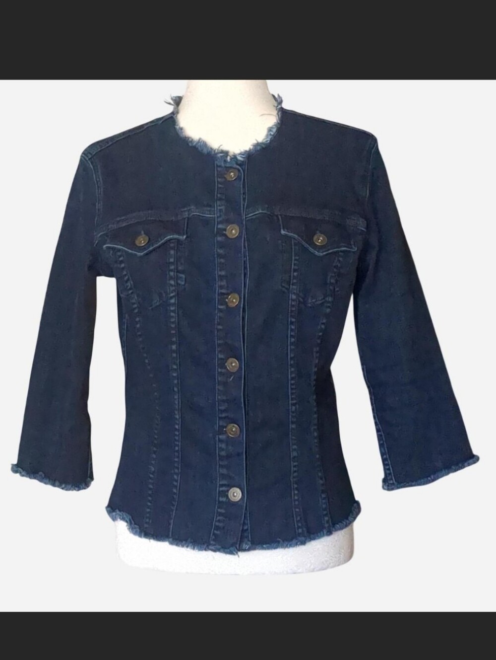 ✨ PRINCIPLE DENIM INNOVATORS Dark Wash Collarless Jacket M✨